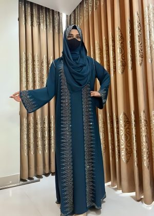 Borkha+Hijab Stylish Stone Borkha Dubai Cherry