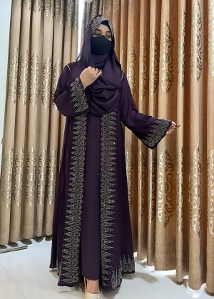 Alternative view of Borkha+Hijab Stylish Stone Borkha Dubai Cherry