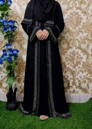 Borkha+Hijab Stylish Stone Borkha Dubai Cherry