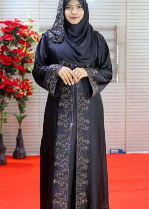 Borkha+Hijab Stylish Dubai Cherry Amazing Premi