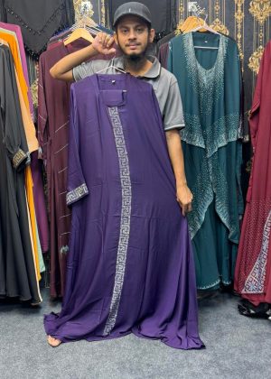 120 Gher Borkha, 90 inch Hijab, Nikab Premium Quality Dubai Cheri borka2401-Light Purple