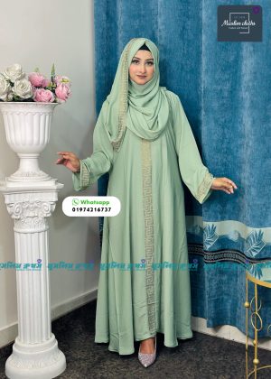 120 Gher Borkha, 90 inch Hijab, Nikab Premium Quality Dubai Cheri borka2401-Firoza