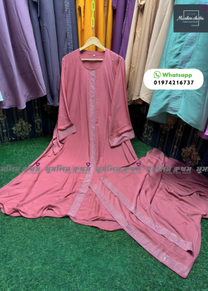 120 Gher Borkha, 90 inch Hijab, Nikab Premium Quality Dubai Cheri borka2401-misty