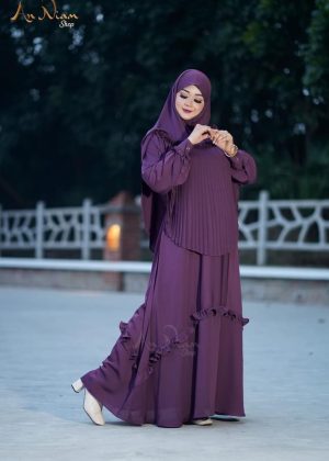 Borkha+Hijab Maisa Premium Quality Dubai Cheriborka2401-09-purple