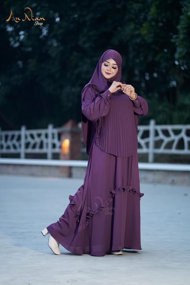 Borkha+Hijab Maisa Premium Quality Dubai Cheriborka2401-09-purple