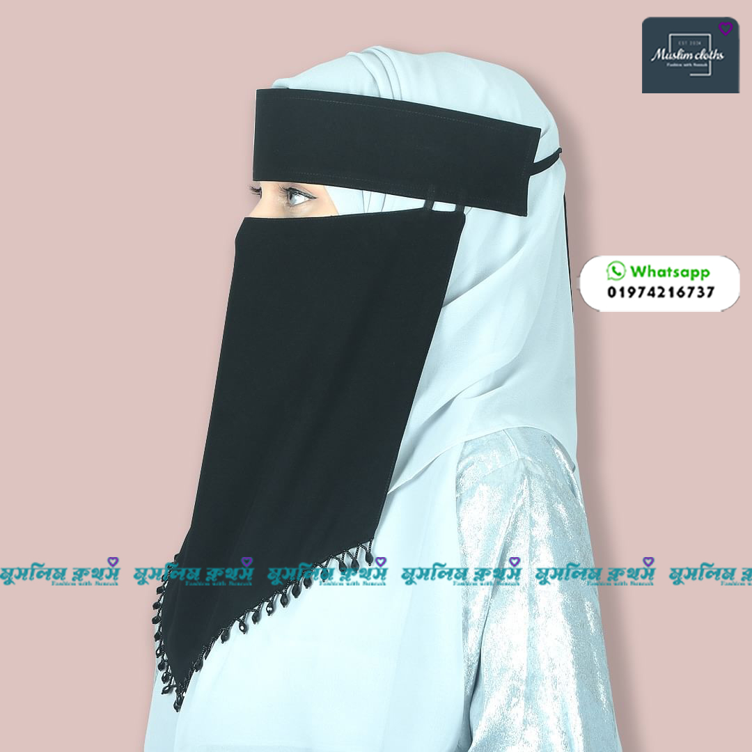 আরাবিয়ান ডিজাইনের কারচুপি নিকাব nikab02 black - Image 2