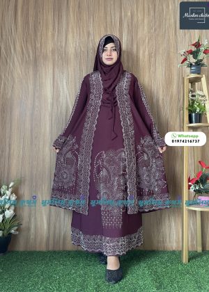 Extra koti, Borkha & Hijab Stylish Les Stone Dubai Chery Borkha 2518