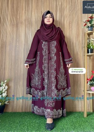 Extra koti, Borkha & Hijab Stylish Les Stone Dubai Chery Borkha 2523