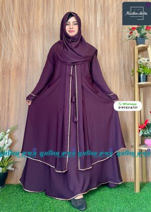 Borkha + Hijab Stylish Stone Borkha Dubai Cherry Borka2511