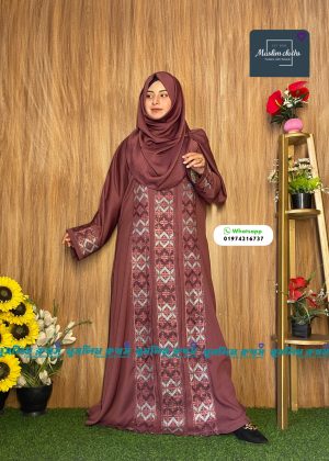 Alternative view of অরিজিনাল ঝুম কাপড়ের স্টোনের বোরকা হিজাব Jhum Embrodary 2530