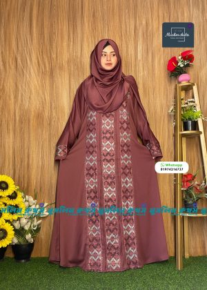 অরিজিনাল ঝুম কাপড়ের স্টোনের বোরকা হিজাব Jhum Embrodary 2530