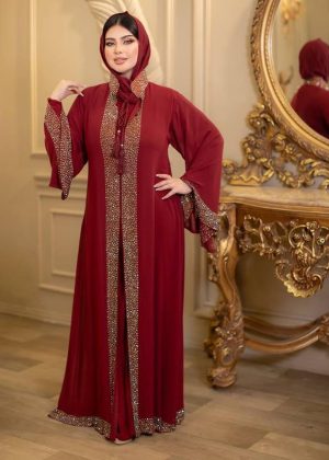 Extra koti, Borkha and Hijab Stylish Stone Dubai Chery Borkha 2554