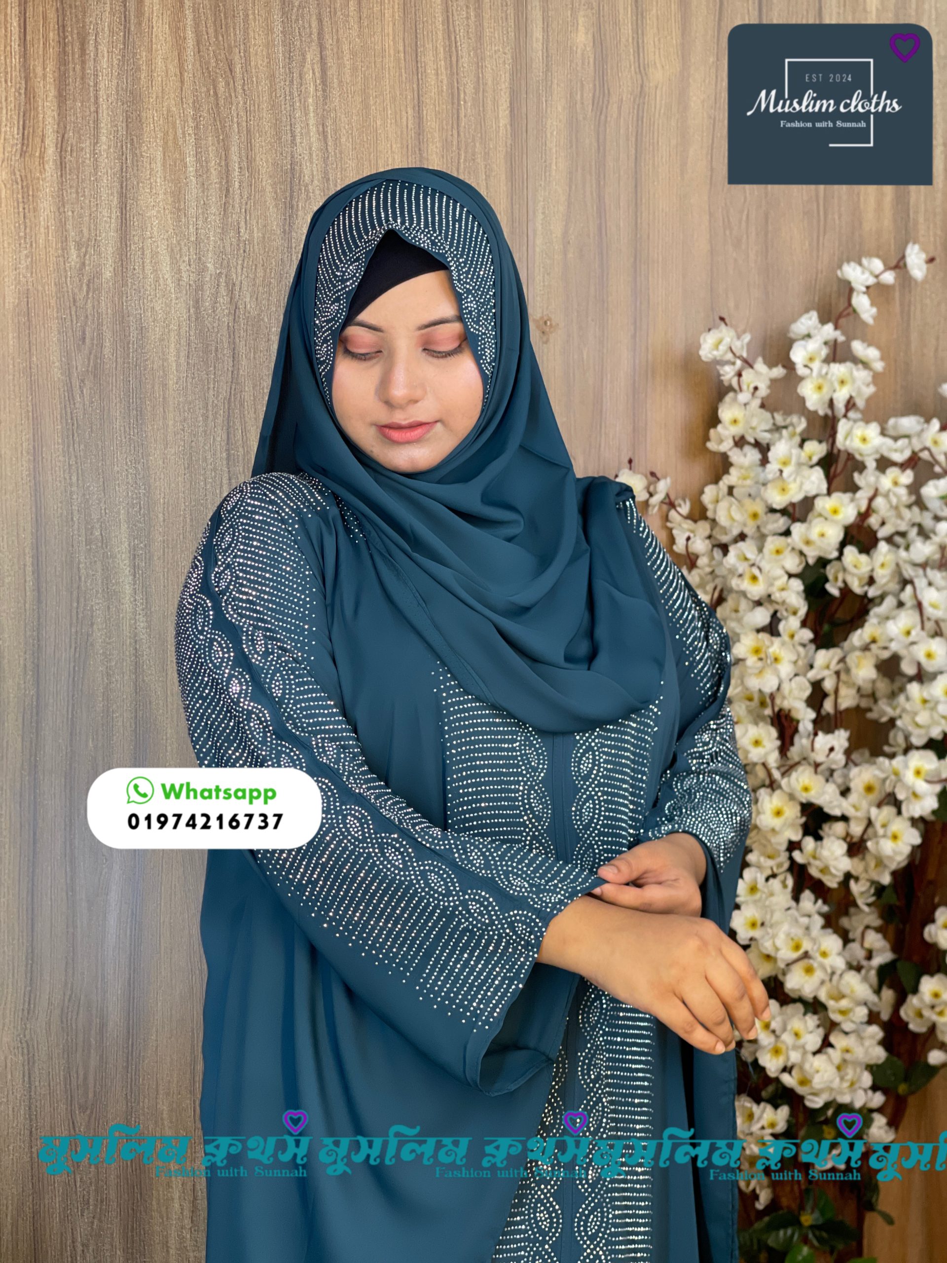 Borkha & Hijab Stylish Stone , Dubai Chery Ayat Borkha 2571 - Image 2