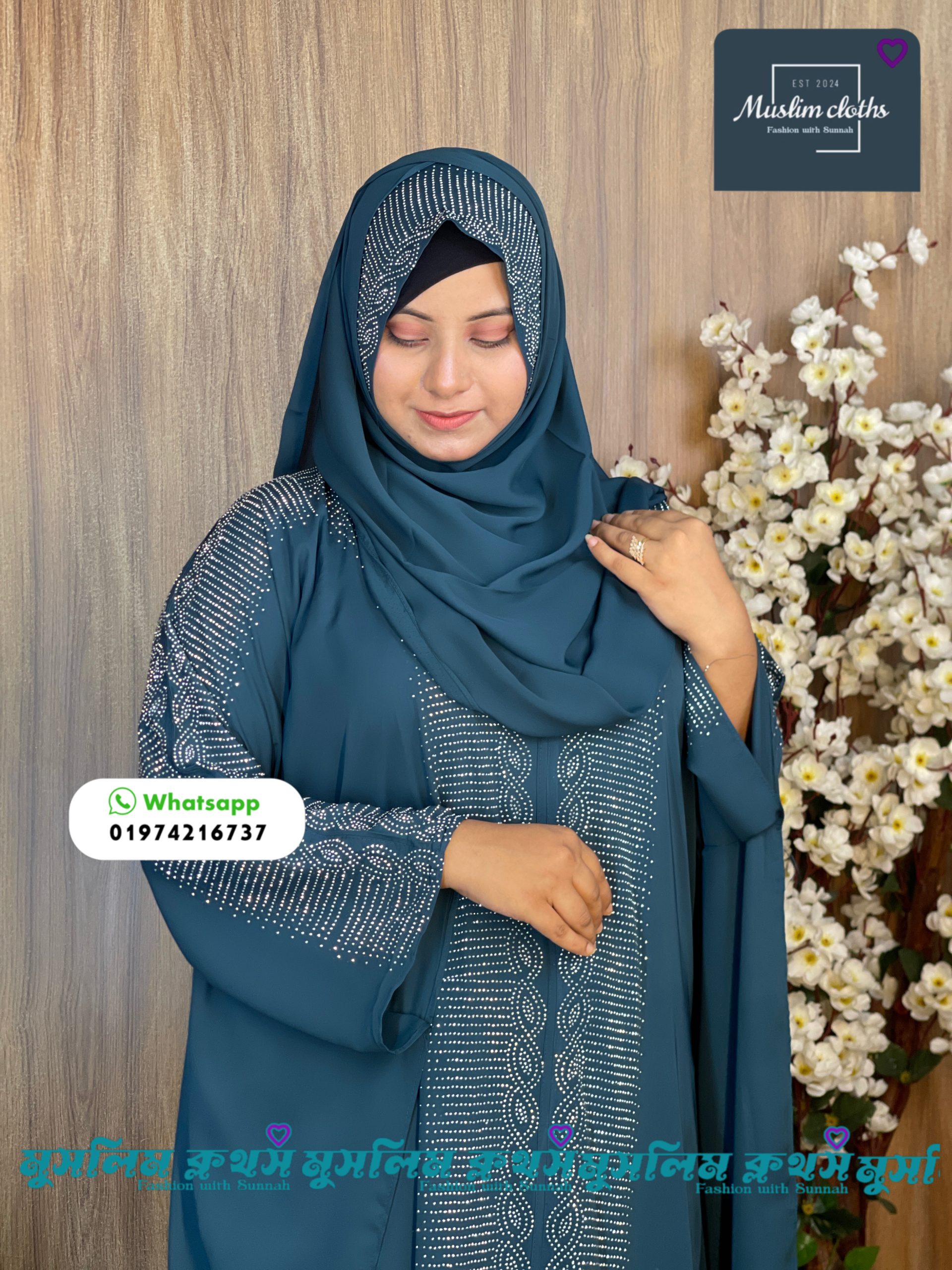 Borkha & Hijab Stylish Stone , Dubai Chery Ayat Borkha 2571 - Image 4