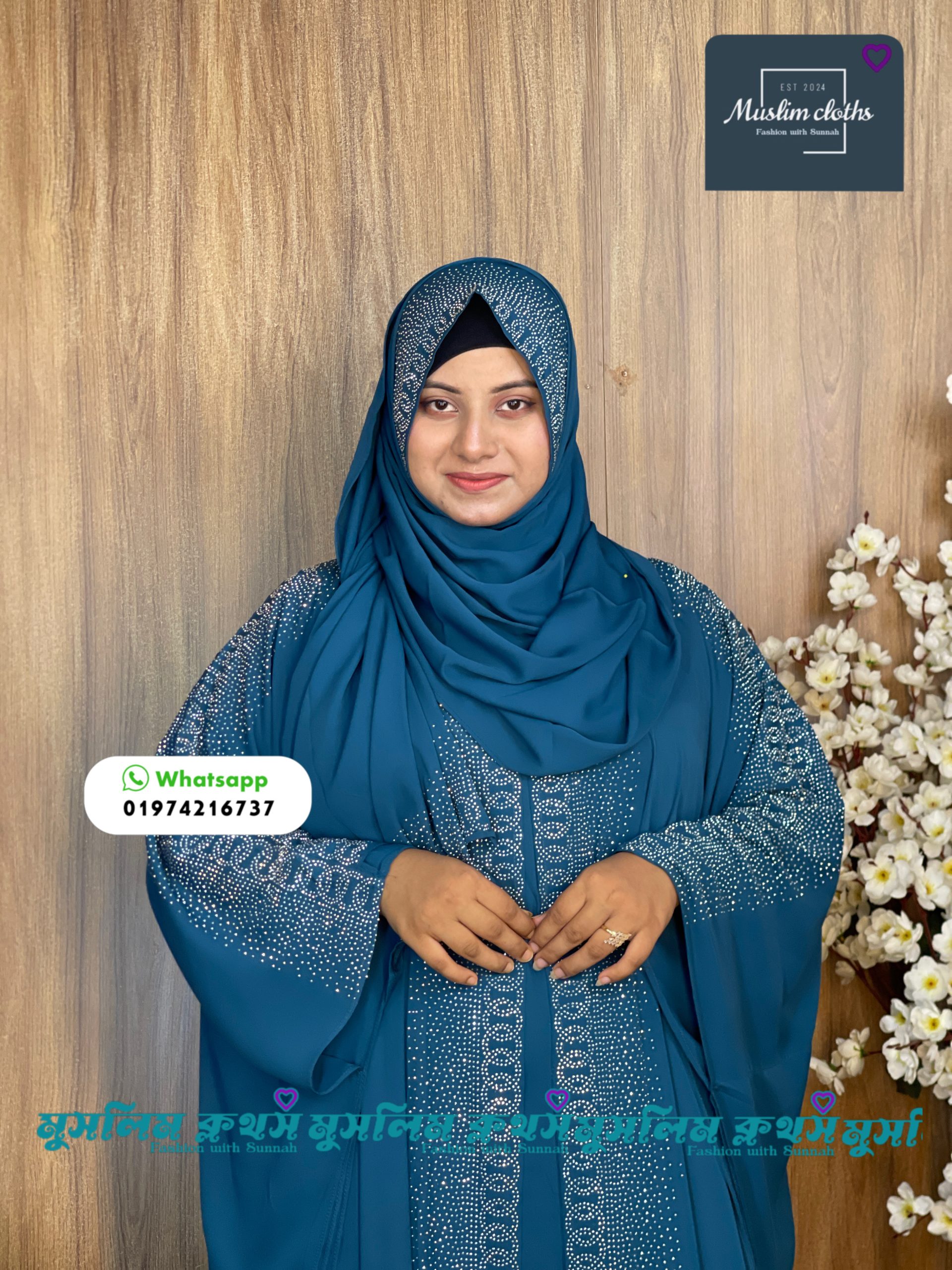 Borkha & Hijab Stylish Stone , Dubai Chery Raqiya Borkha 2590 - Image 4