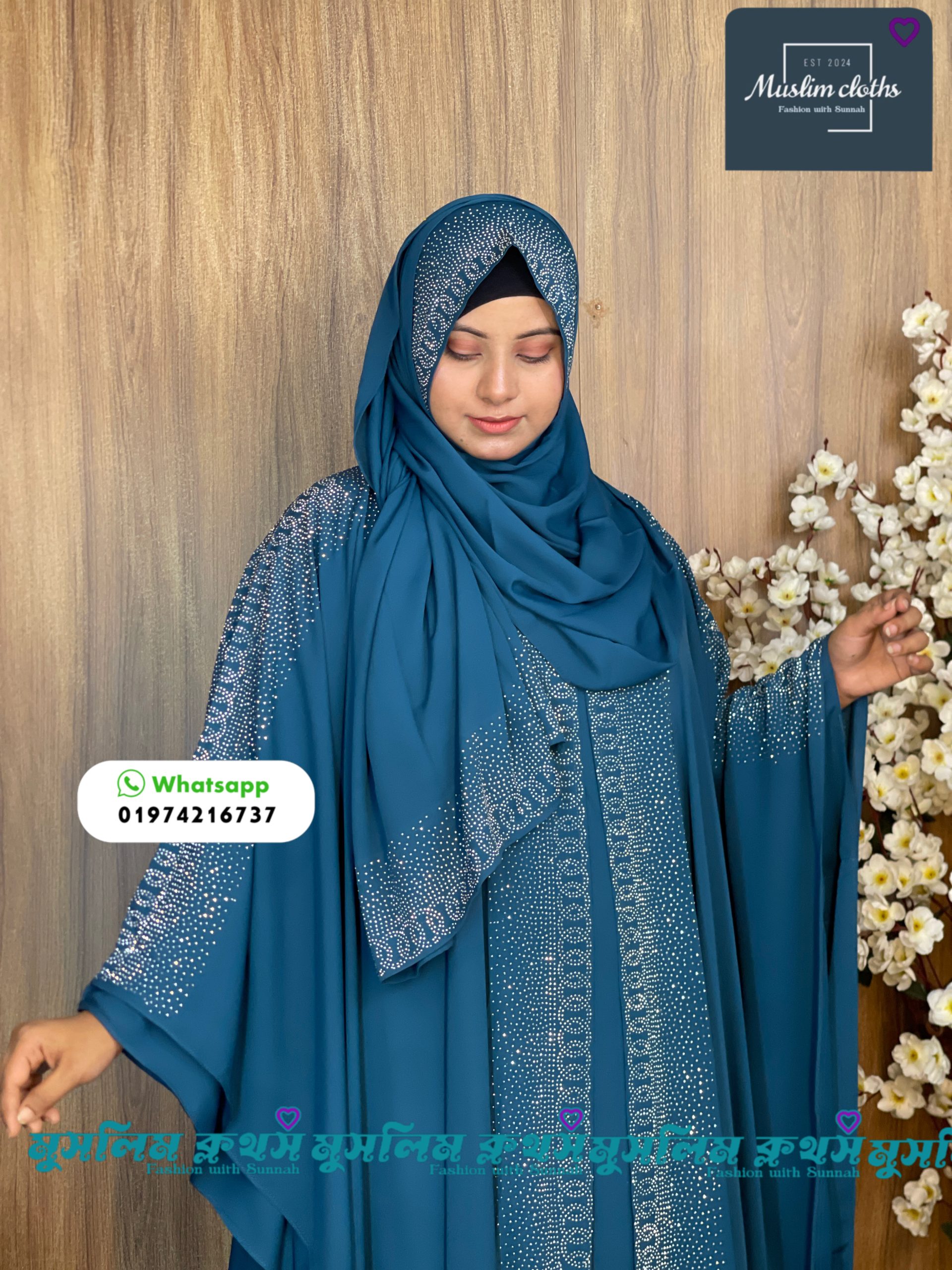 Borkha & Hijab Stylish Stone , Dubai Chery Raqiya Borkha 2590 - Image 2