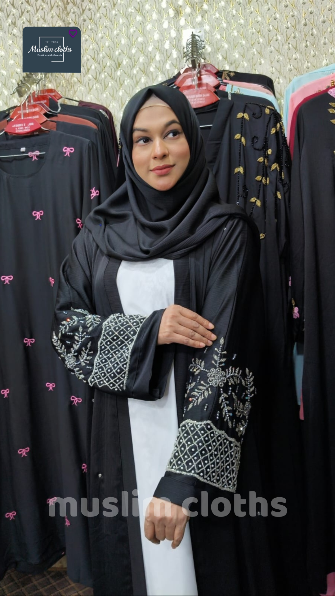 প্রিমিয়াম ঝুম কাপড়ের কারচুপি কাজ করা শুধু বোরকা 25101 - Image 6