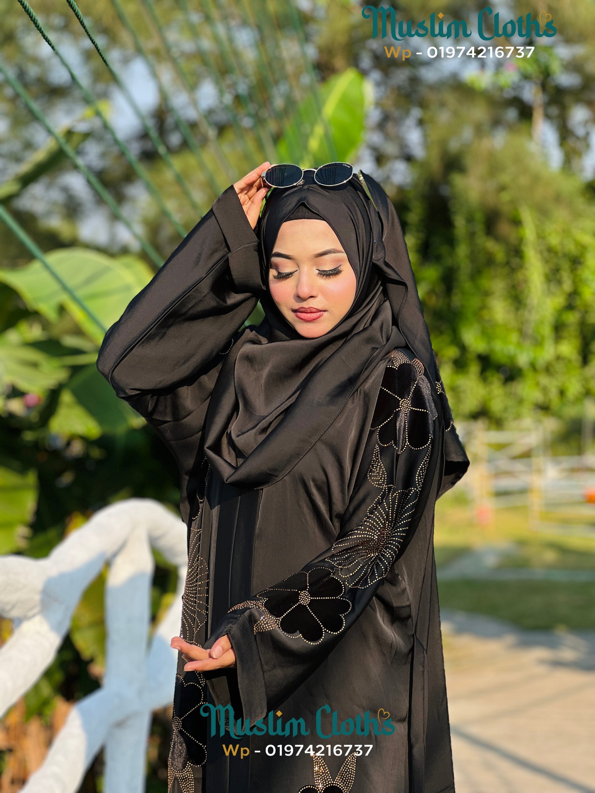 Exclusive Premier Zafran Fabric Borka with Stone and Velvet Work 25211 - Image 3