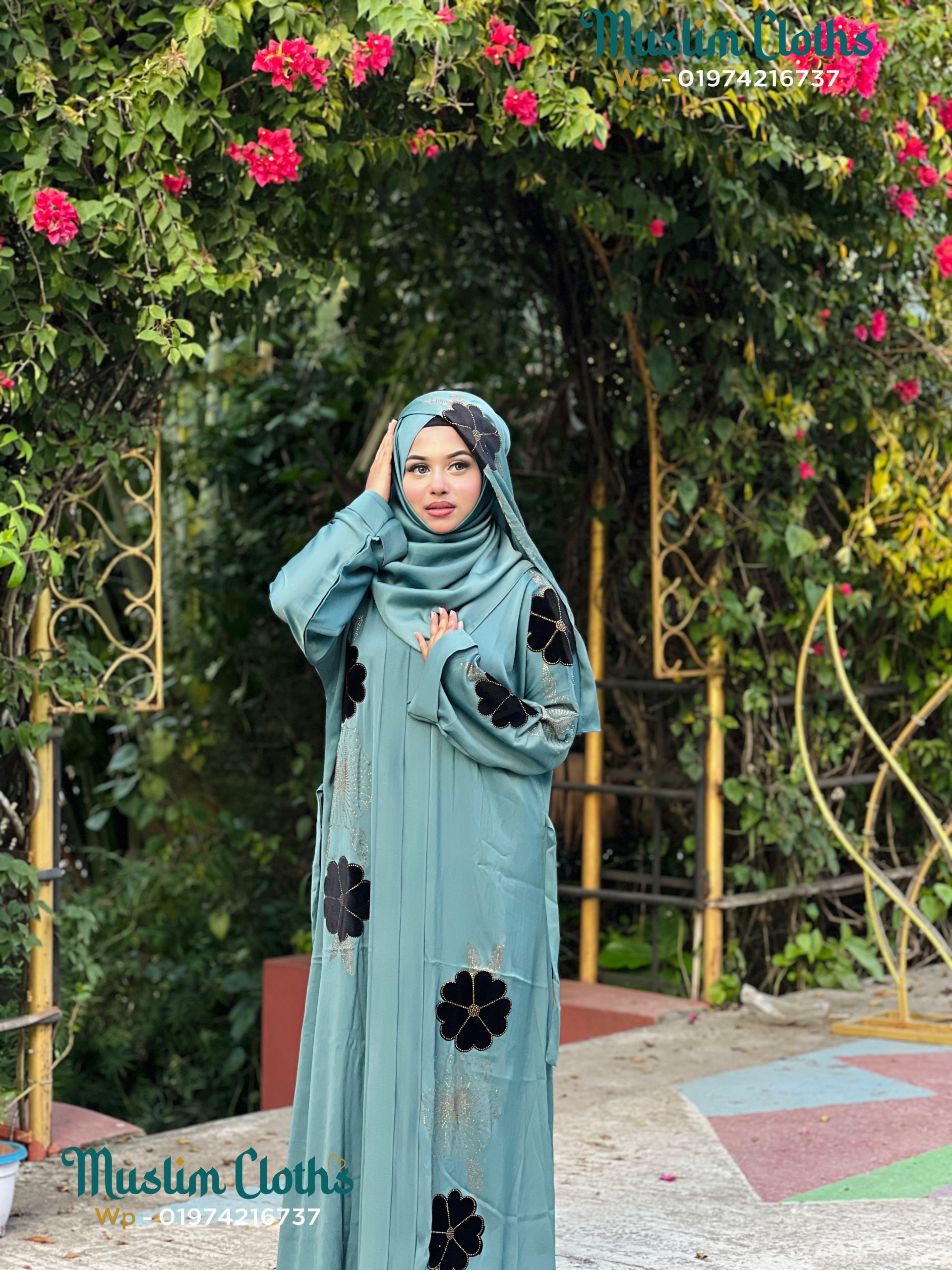 Exclusive Premier Zafran Fabric Borka with Stone and Velvet Work 25217 - Image 2