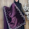 প্রিমিয়াম স্টোন ওয়ার্ক ভেলভেট শাল – Zhinuk Purple | ইন্ডিয়ান সুপার কোয়ালিটি ভেলভেট শাল