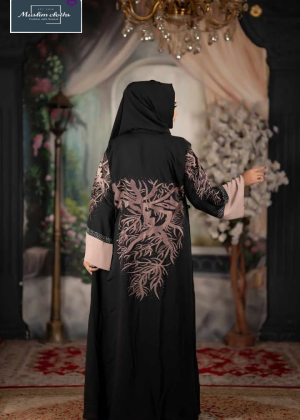 Alternative view of Premium Cherry Fabric Embroidered Abaya with Long Hijab 25231