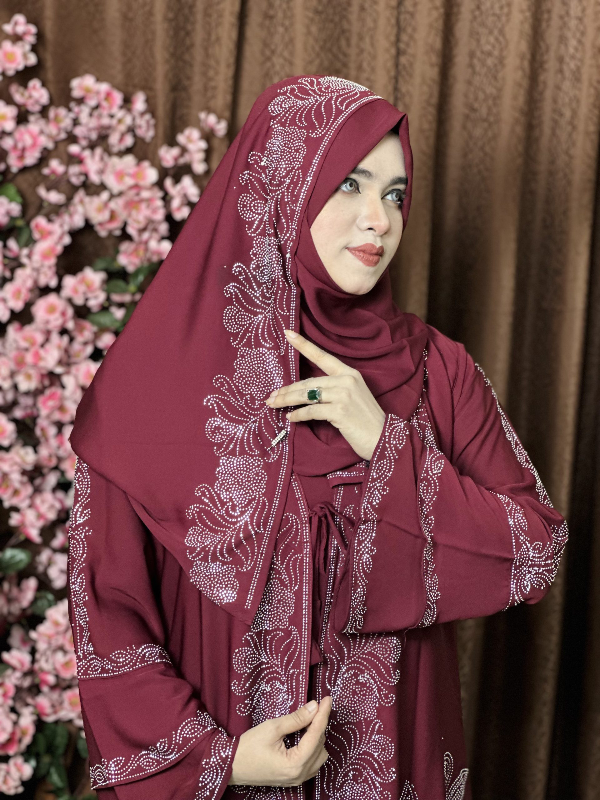 Extra koti, Borkha and Hijab Stylish Les Stone Dubai Chery Borkha 2601 - Image 4
